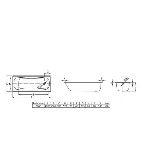 Toto Bath Tub  FB 1700-70 Komplet Set