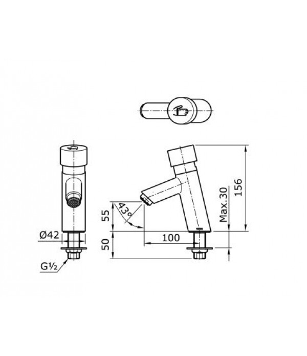 Toto Kran Push Wastafel TX 126 LE