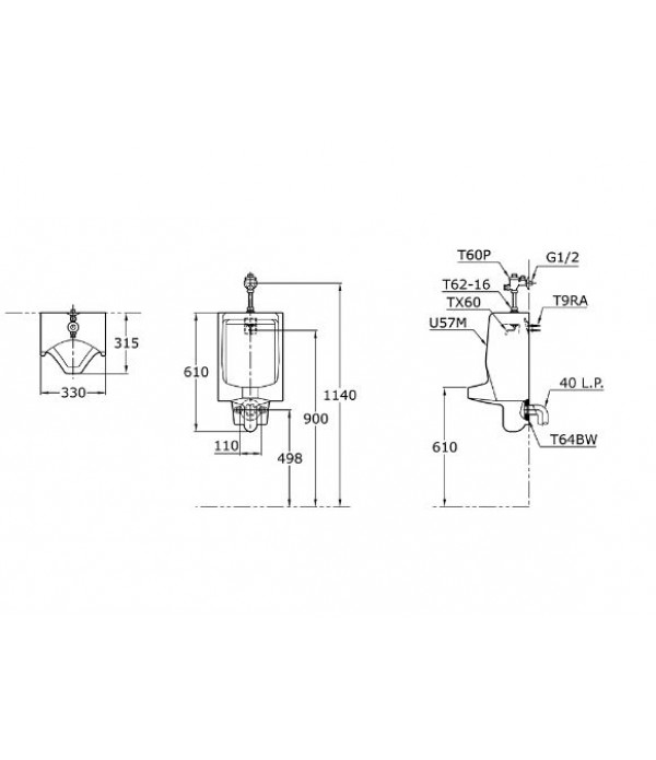 Toto Urinal U57 M - T60 P komplit